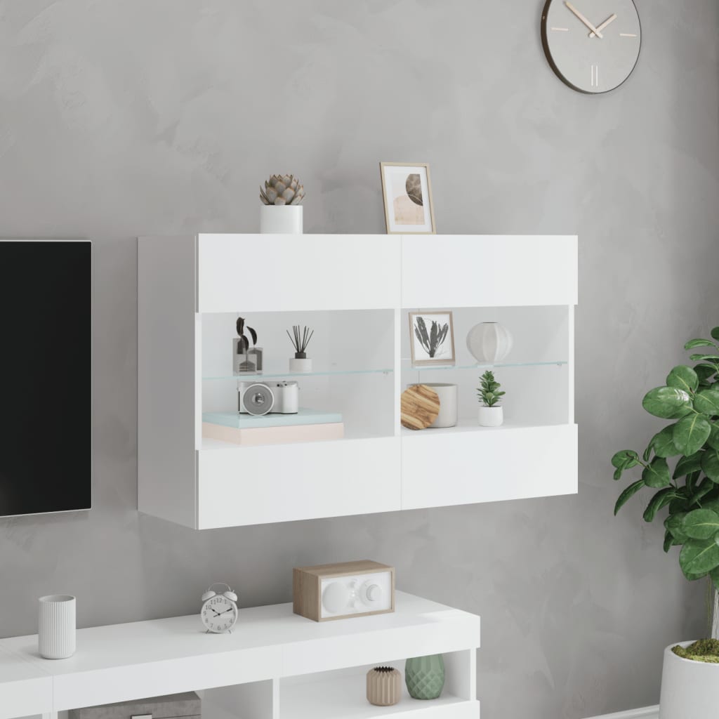 Zidni TV ormarić s LED svjetlima bijeli 98,5x30x60,5 cm
