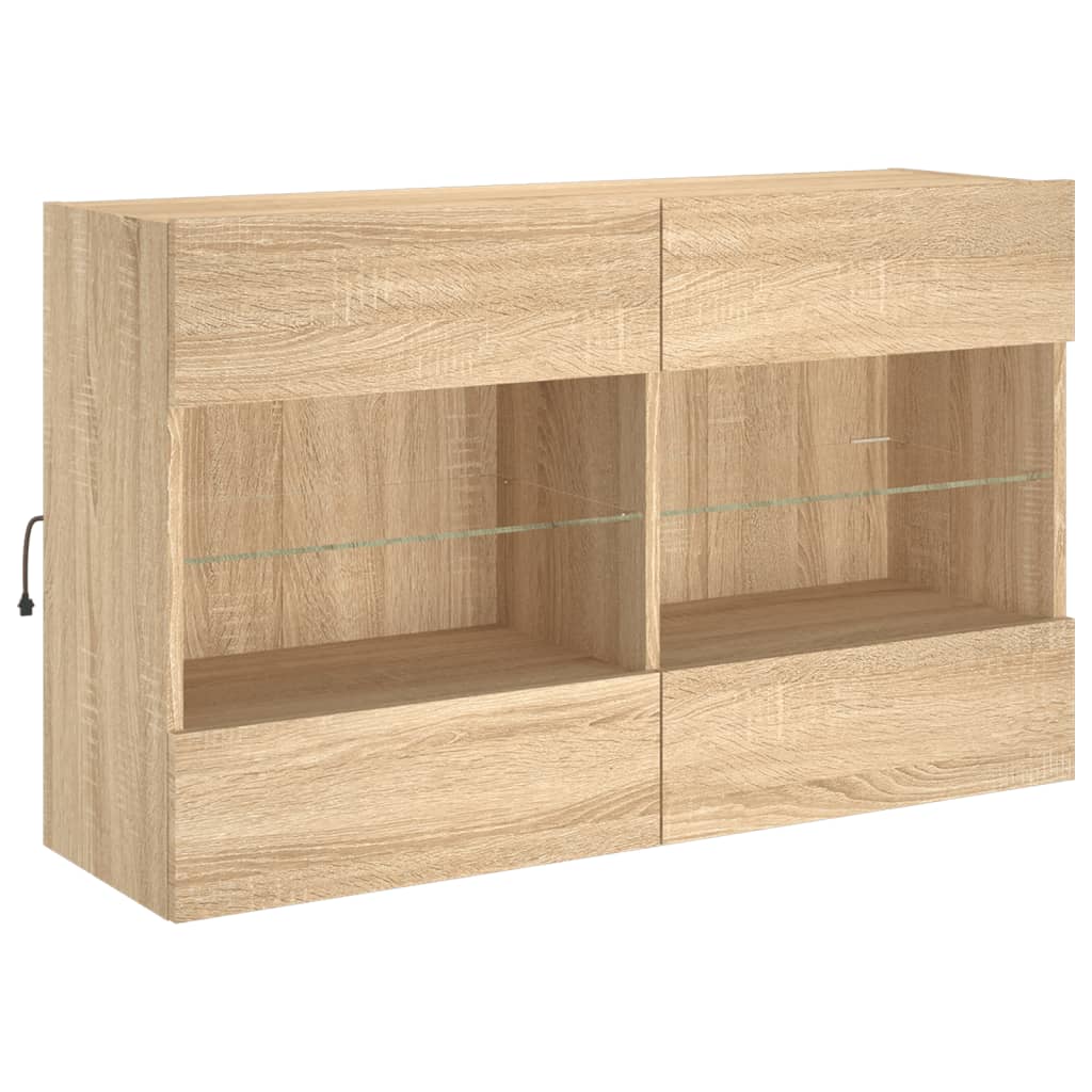 Zidni TV ormarić s LED svjetlima boja hrasta 98,5x30x60,5 cm