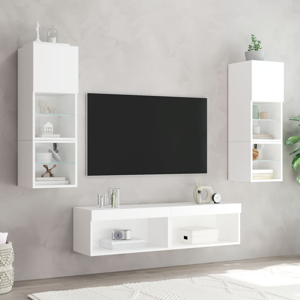 TV ormarić s LED svjetlima bijeli 60 x 30 x 30 cm