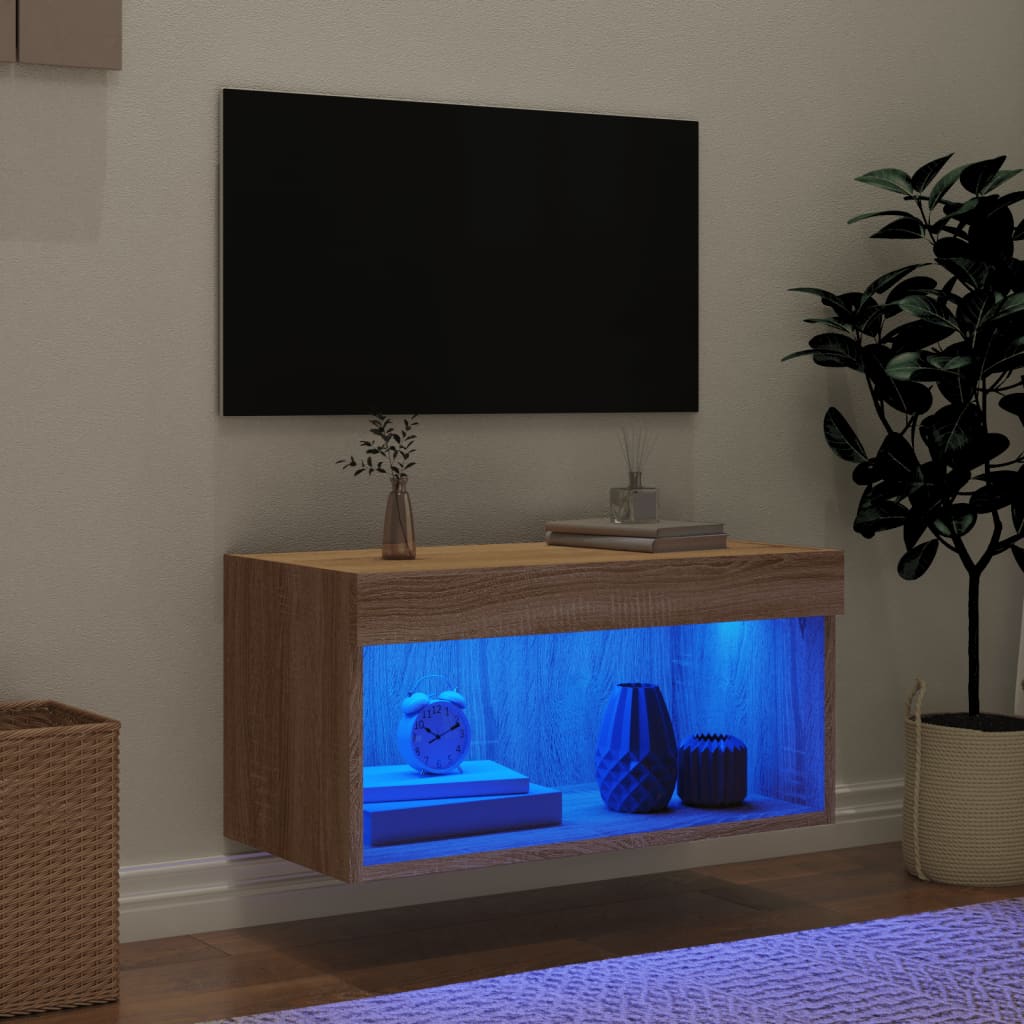 TV ormarić s LED svjetlima boja hrasta sonome 60 x 30 x 30 cm