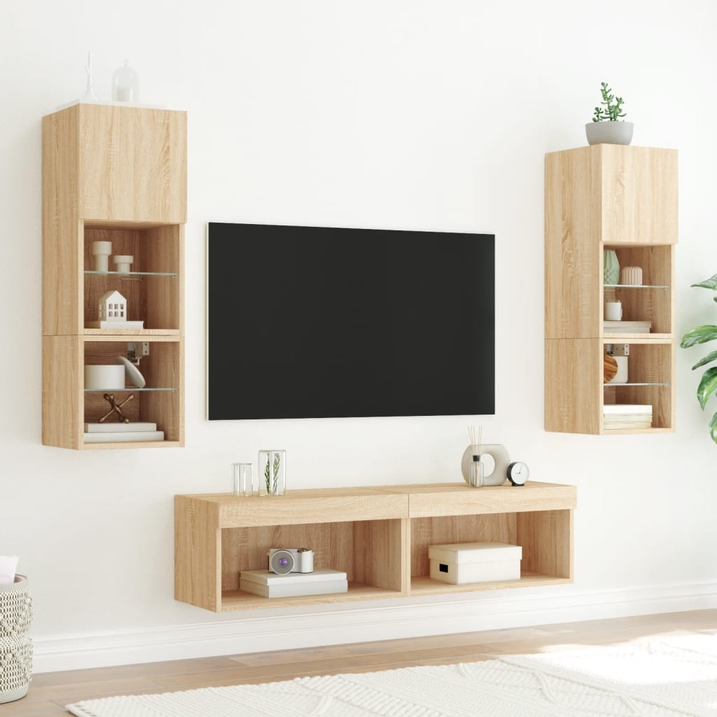 TV ormarići s LED svjetlima 2 kom boja hrasta 60x30x30 cm