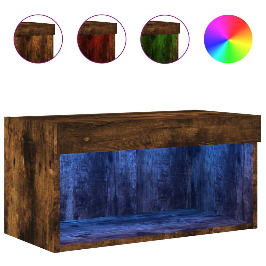 TV ormarić s LED svjetlima boja dimljenog hrasta 60x30x30 cm