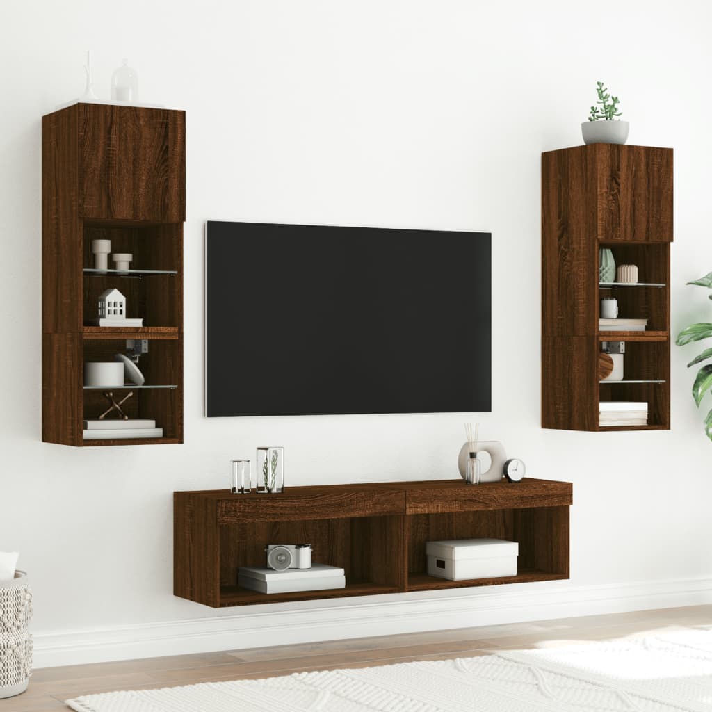 TV ormarić s LED svjetlima boja smeđeg hrasta 60x30x30 cm