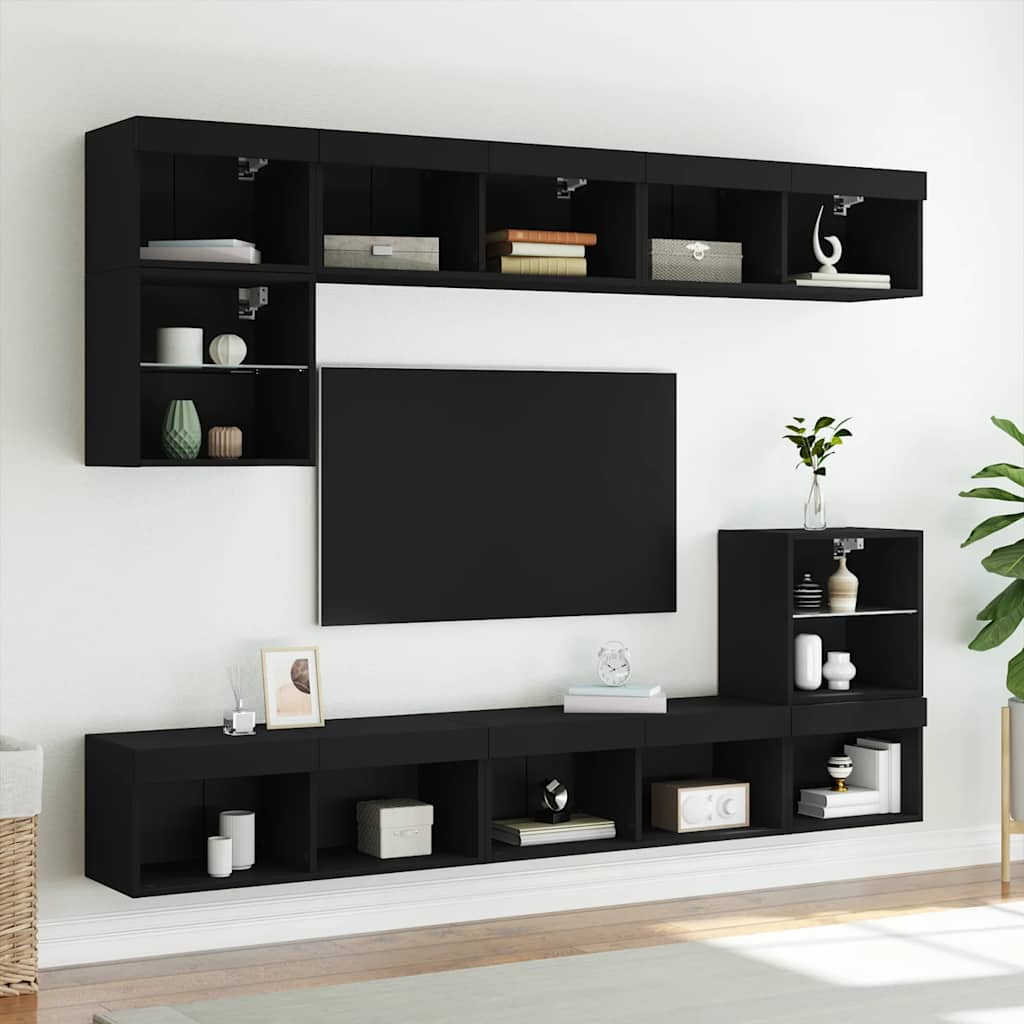 TV ormarići s LED svjetlima 2 kom crni 80x30x30 cm