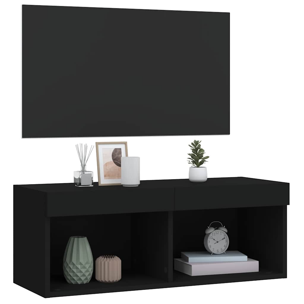 TV ormarići s LED svjetlima 2 kom crni 80x30x30 cm
