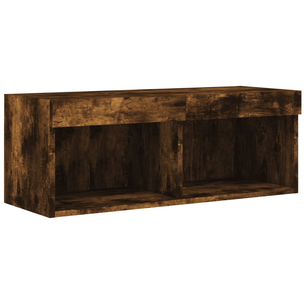 TV ormarić s LED svjetlima boja dimljenog hrasta 80x30x30 cm