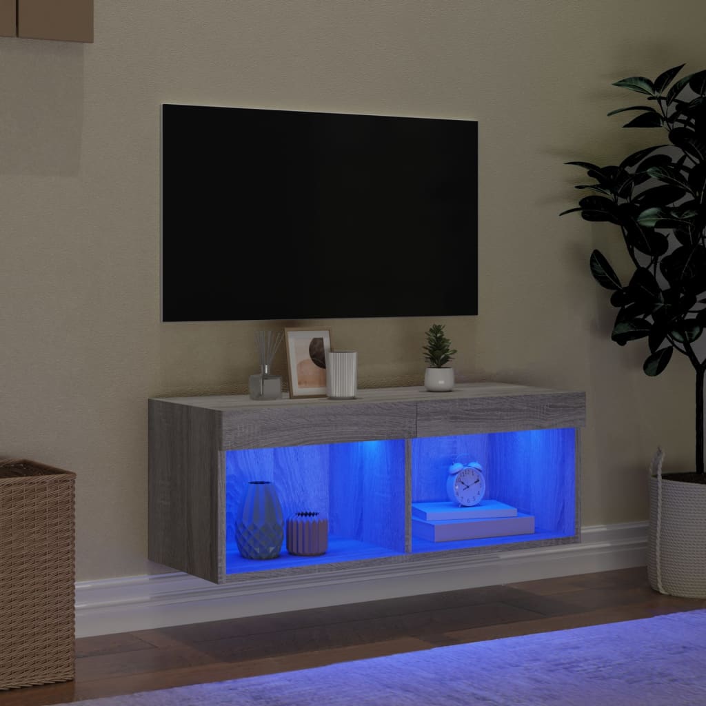 TV ormarić s LED svjetlima boja hrasta 80x30x30 cm