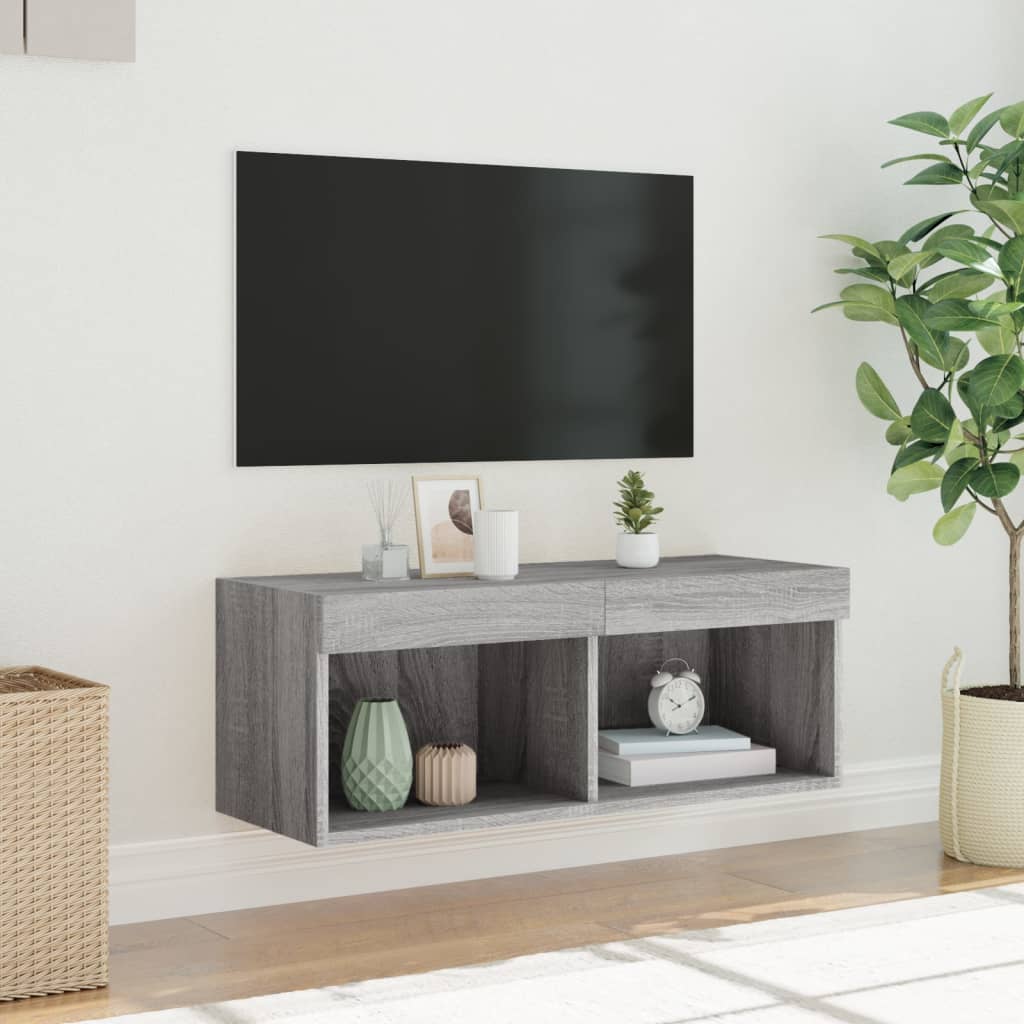 TV ormarić s LED svjetlima boja hrasta 80x30x30 cm