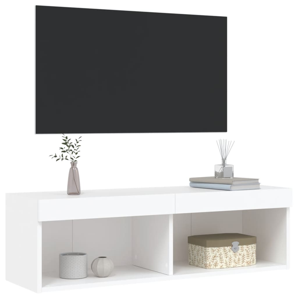 TV ormarić s LED svjetlima bijeli 80x30x30 cm