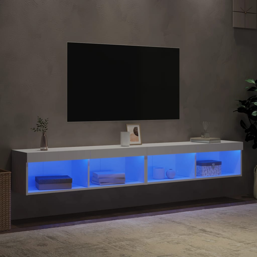 TV ormarići s LED svjetlima 2 kom bijeli 100x30x30 cm