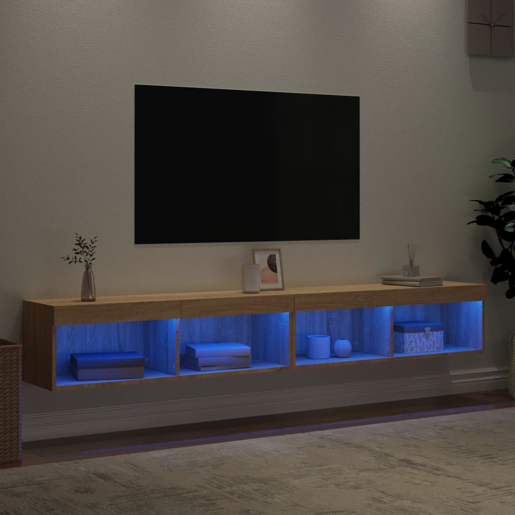 TV ormarići s LED svjetlima 2 kom boja hrasta 100x30x30 cm