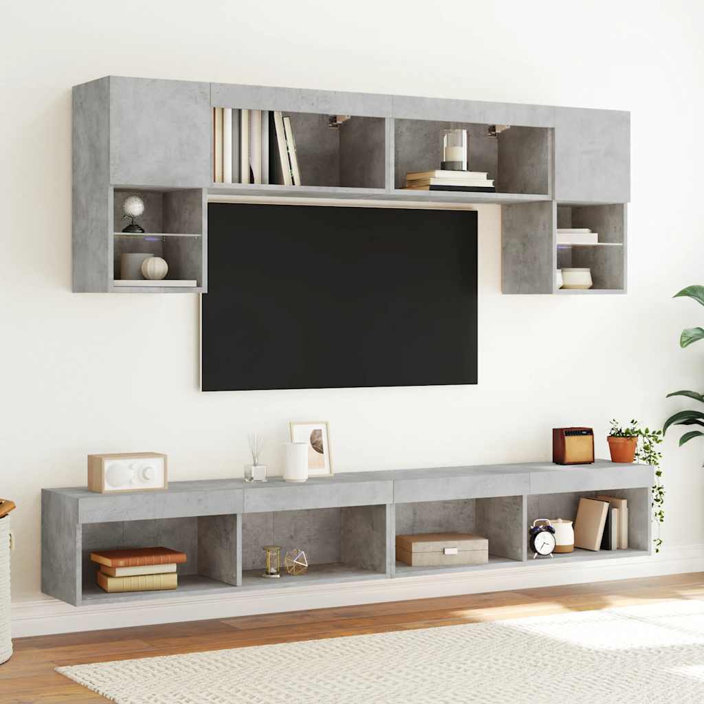 TV ormarić s LED svjetlima siva boja betona 100x30x30 cm