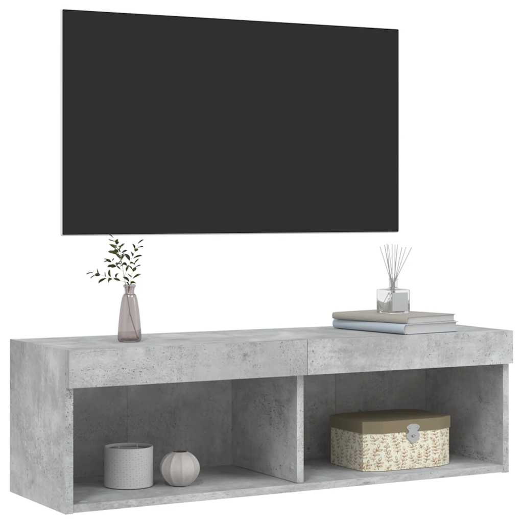 TV ormarić s LED svjetlima siva boja betona 100x30x30 cm
