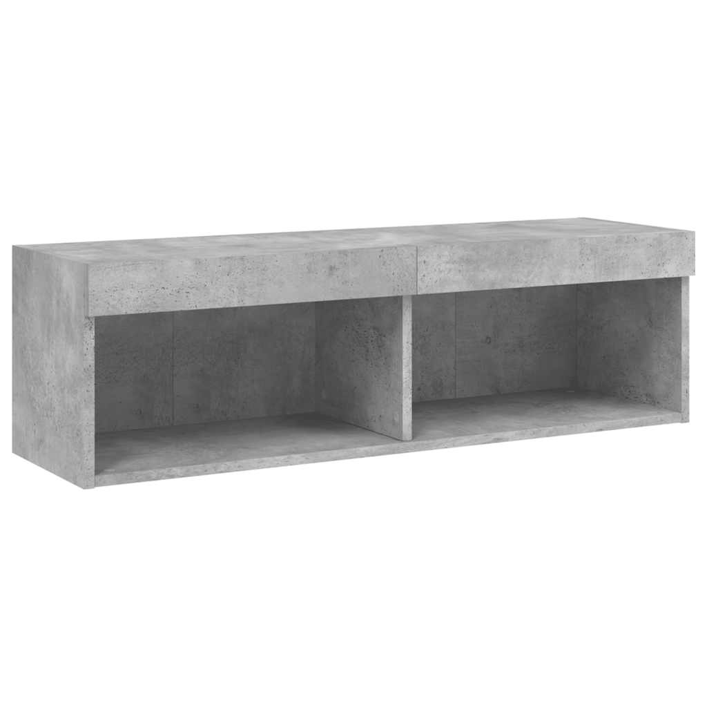 TV ormarić s LED svjetlima siva boja betona 100x30x30 cm