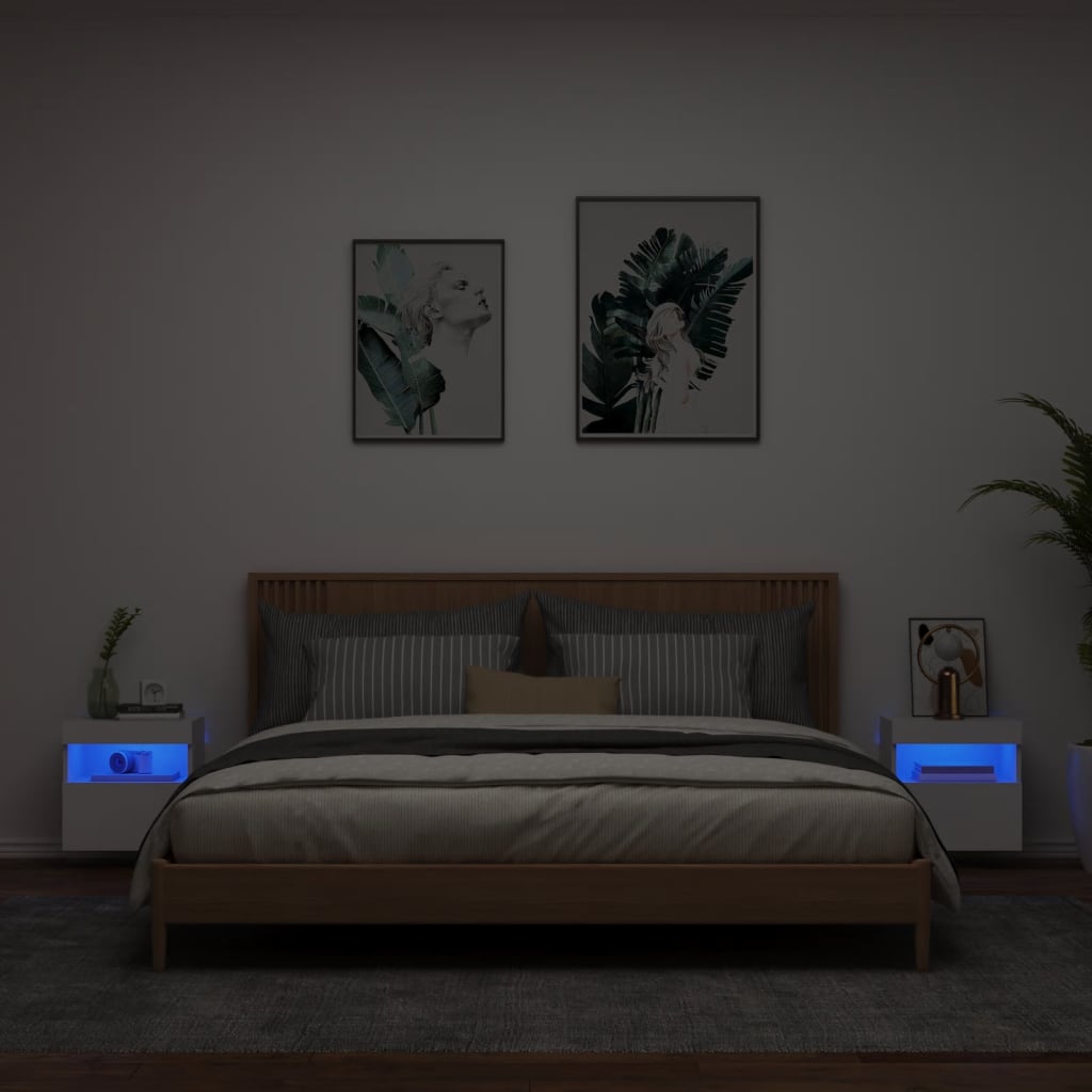 Zidni TV ormarići s LED svjetlima 2 kom bijeli 40x30x40 cm