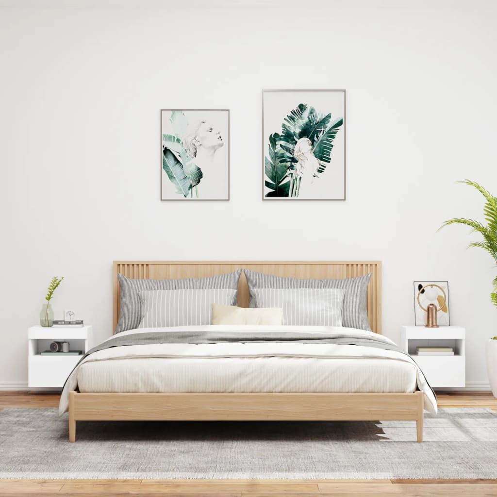 Zidni TV ormarići s LED svjetlima 2 kom bijeli 40x30x40 cm