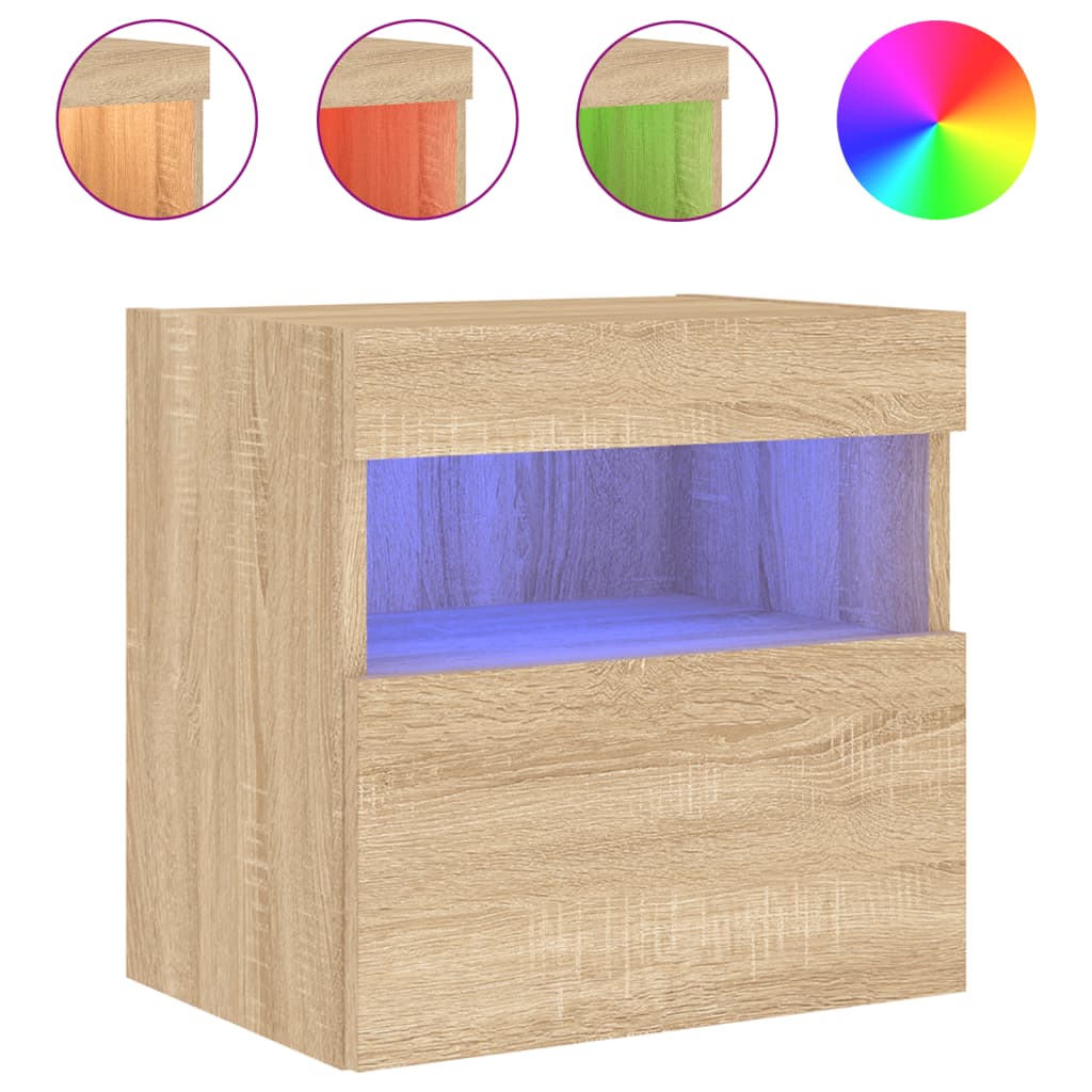 Zidni TV ormarić s LED svjetlima boja hrasta 40x30x40 cm