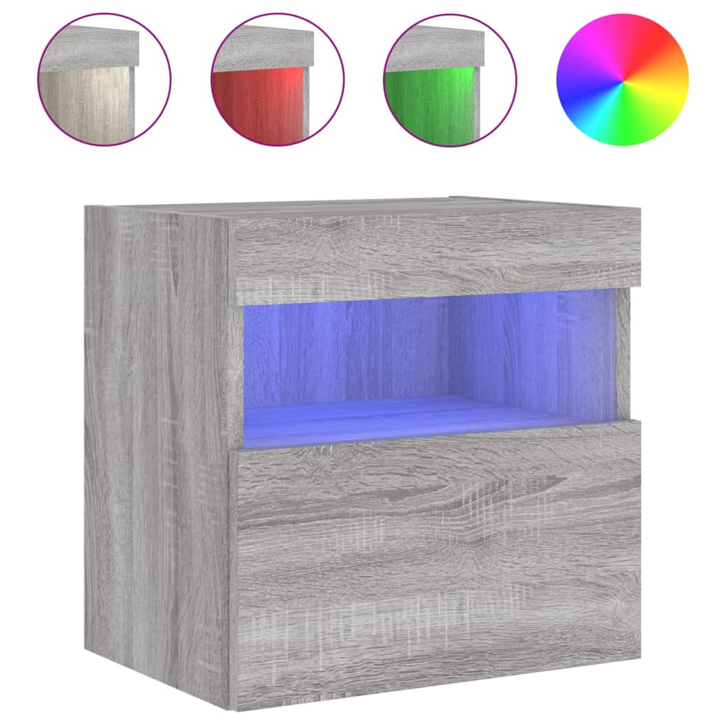 Zidni TV ormarić s LED svjetlima boja hrasta 40x30x40 cm