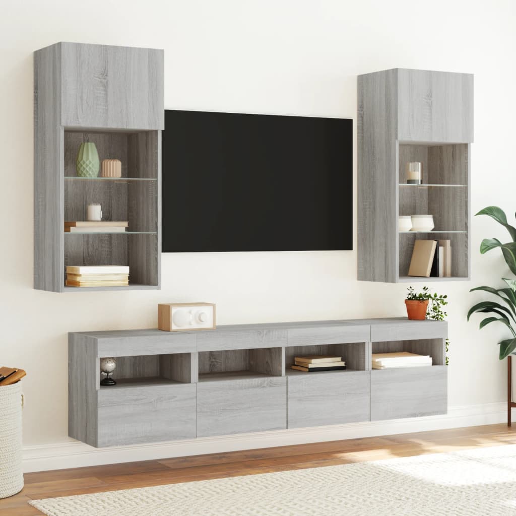 Zidni TV ormarić s LED svjetlima boja hrasta 40x30x40 cm