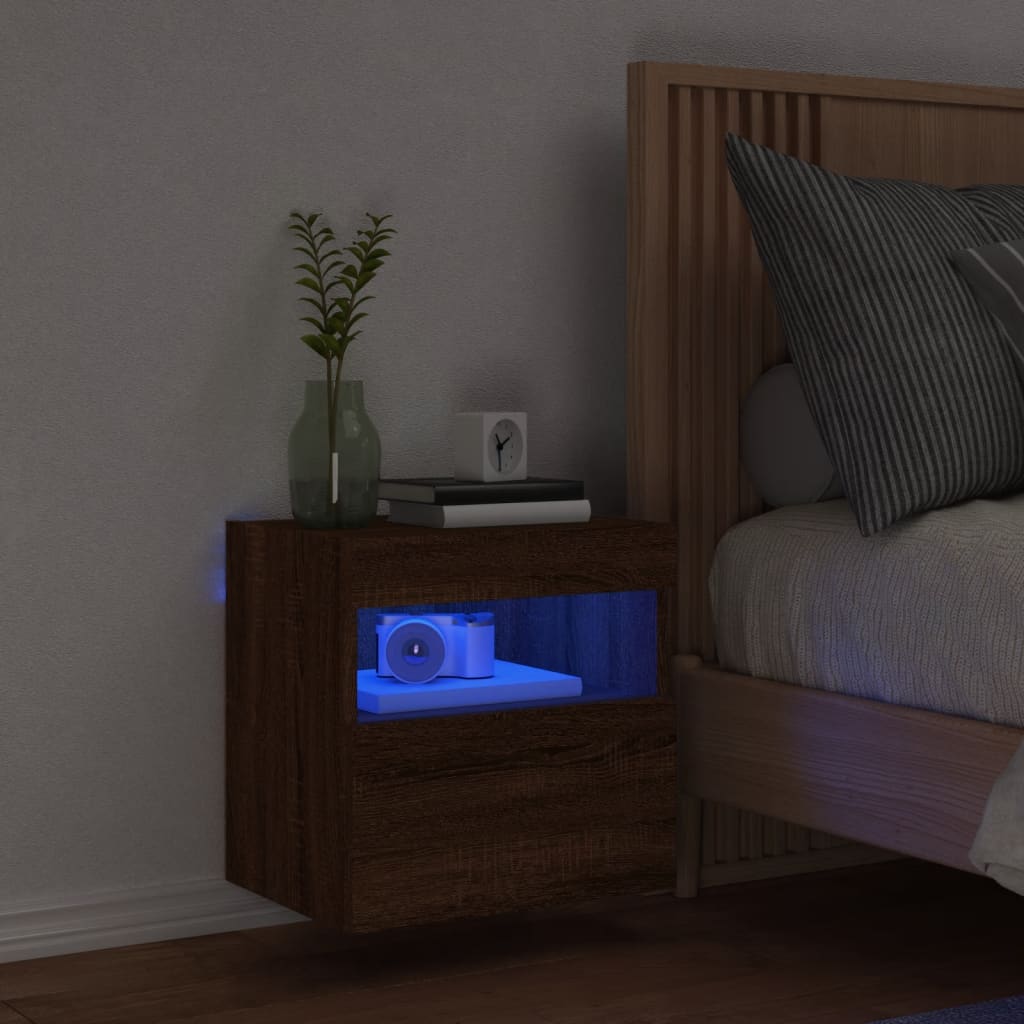 Zidni TV ormarić s LED svjetlima boja hrasta 40x30x40 cm