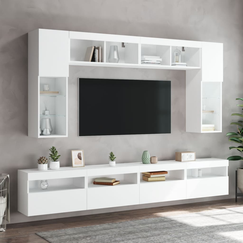 Zidni TV ormarić s LED svjetlima bijeli 60x30x40 cm