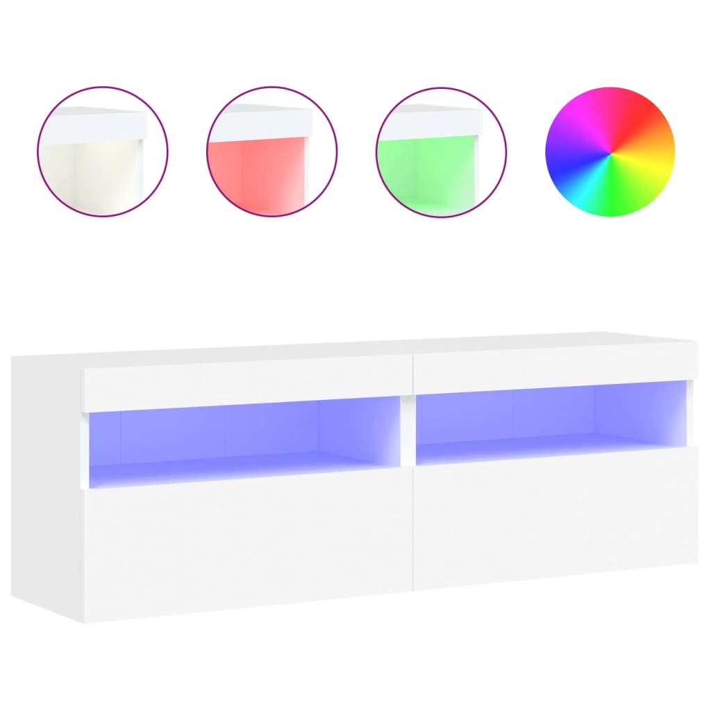 Zidni TV ormarići s LED svjetlima 2 kom bijeli 60x30x40 cm