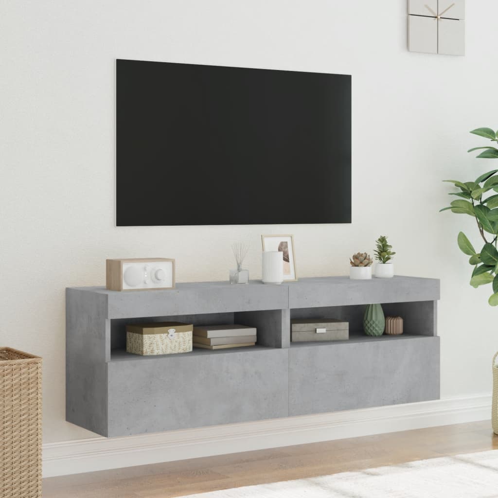 Zidni TV ormarići LED 2 kom boja betona 60x30x40 cm