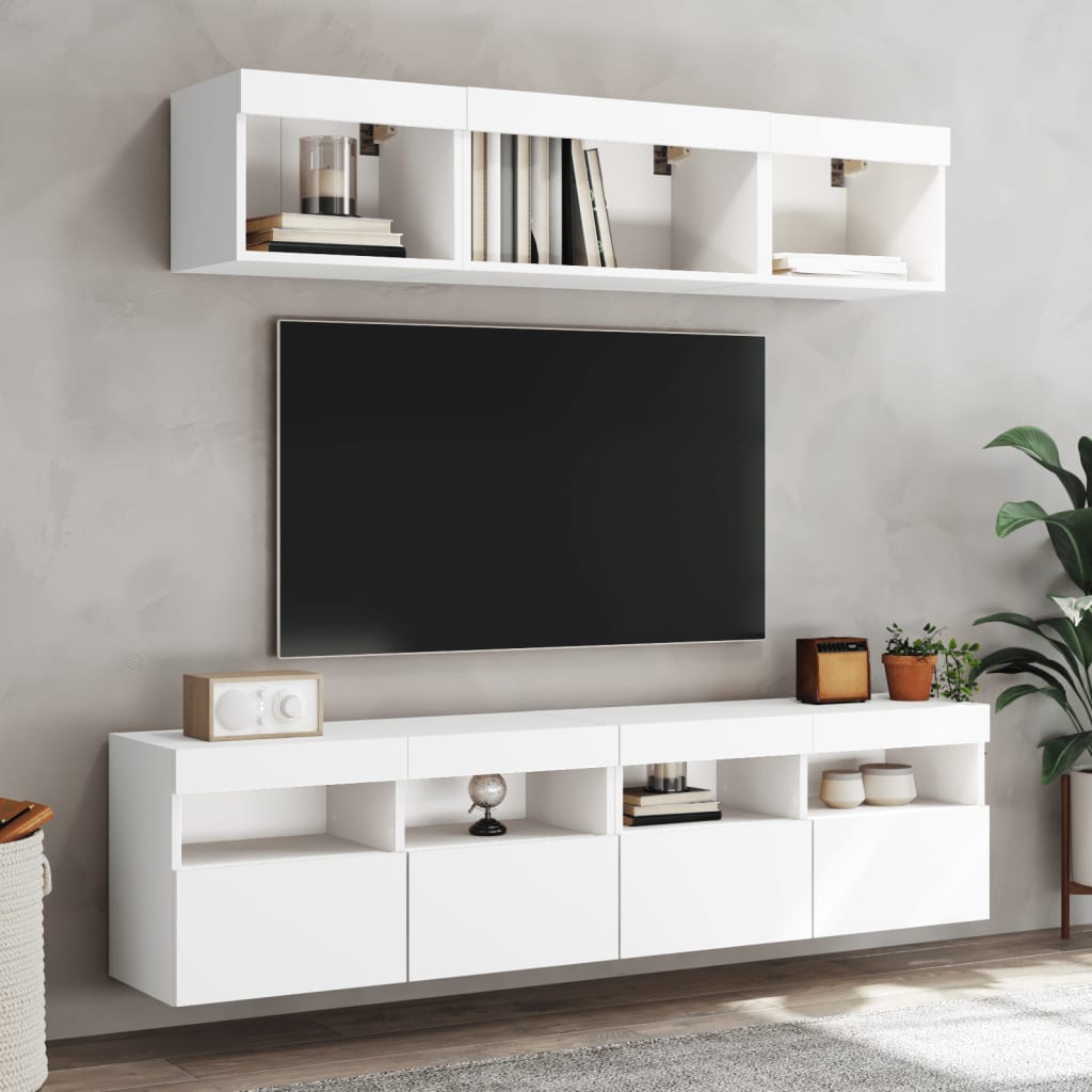 Zidni TV ormarić s LED svjetlima bijeli 80x30x40 cm