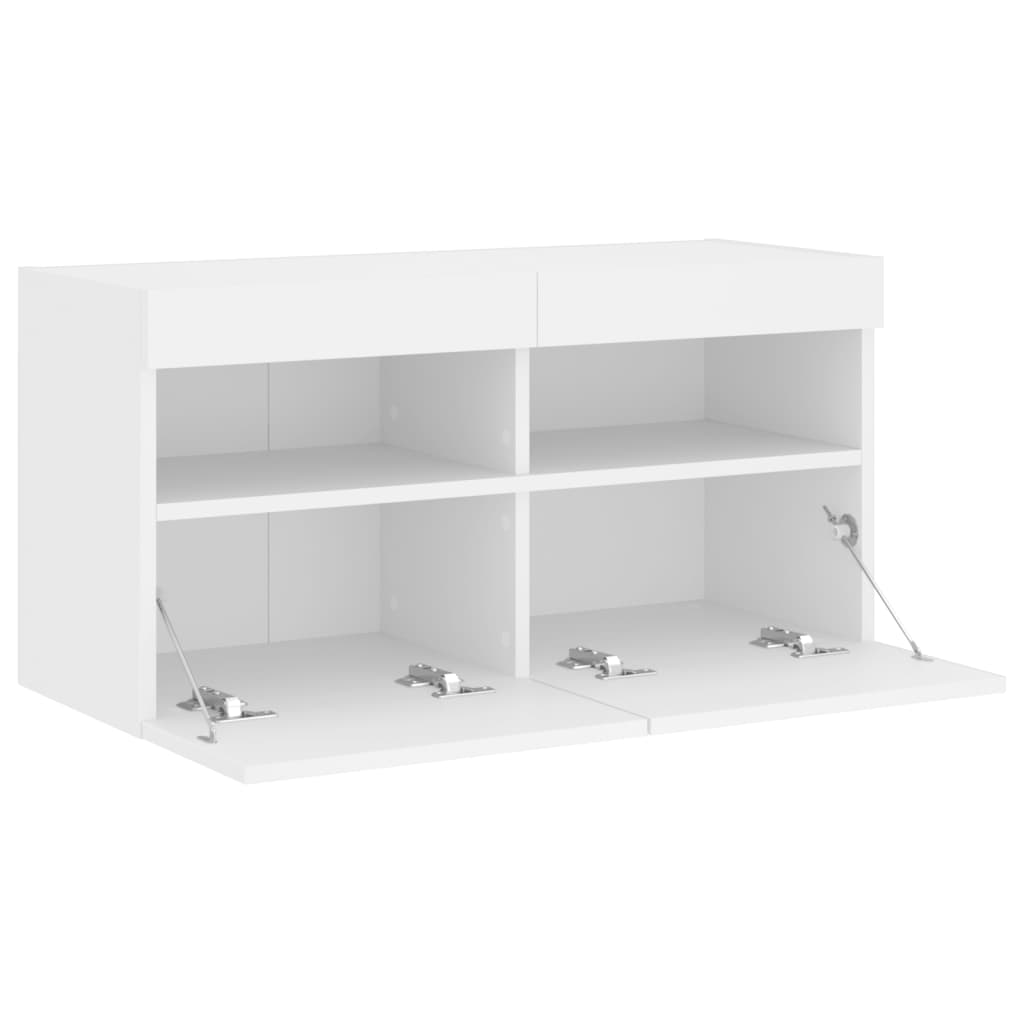 Zidni TV ormarić s LED svjetlima bijeli 80x30x40 cm