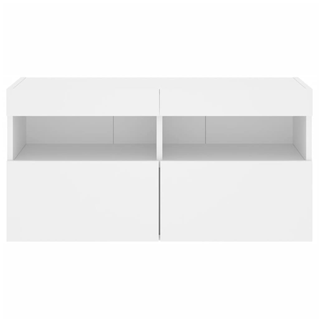 Zidni TV ormarić s LED svjetlima bijeli 80x30x40 cm