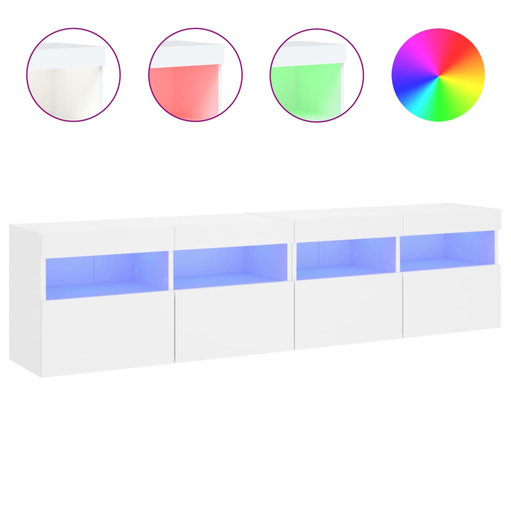 Zidni TV ormarići s LED svjetlima 2 kom bijeli 80 x 30 x 40 cm