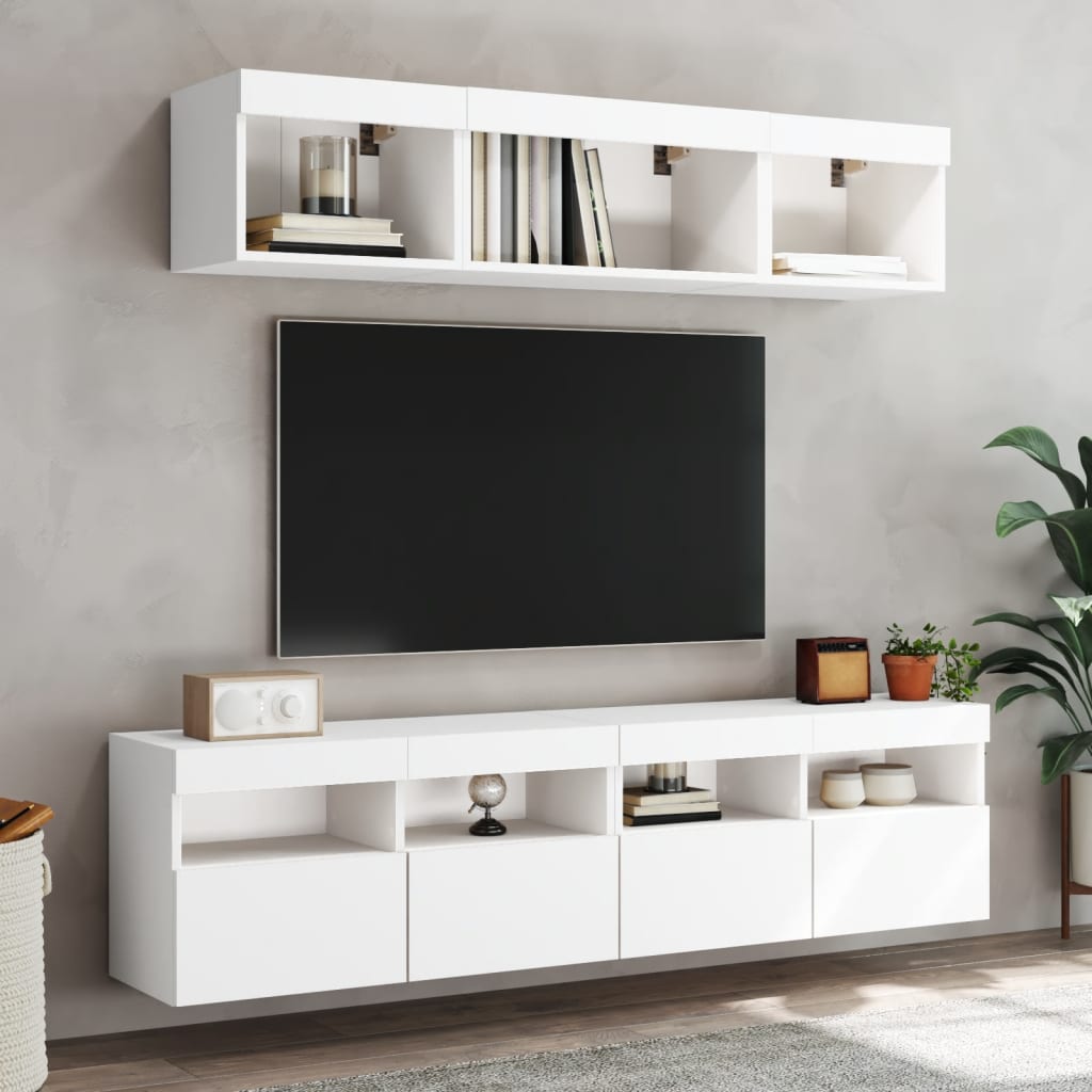 Zidni TV ormarići s LED svjetlima 2 kom bijeli 80 x 30 x 40 cm