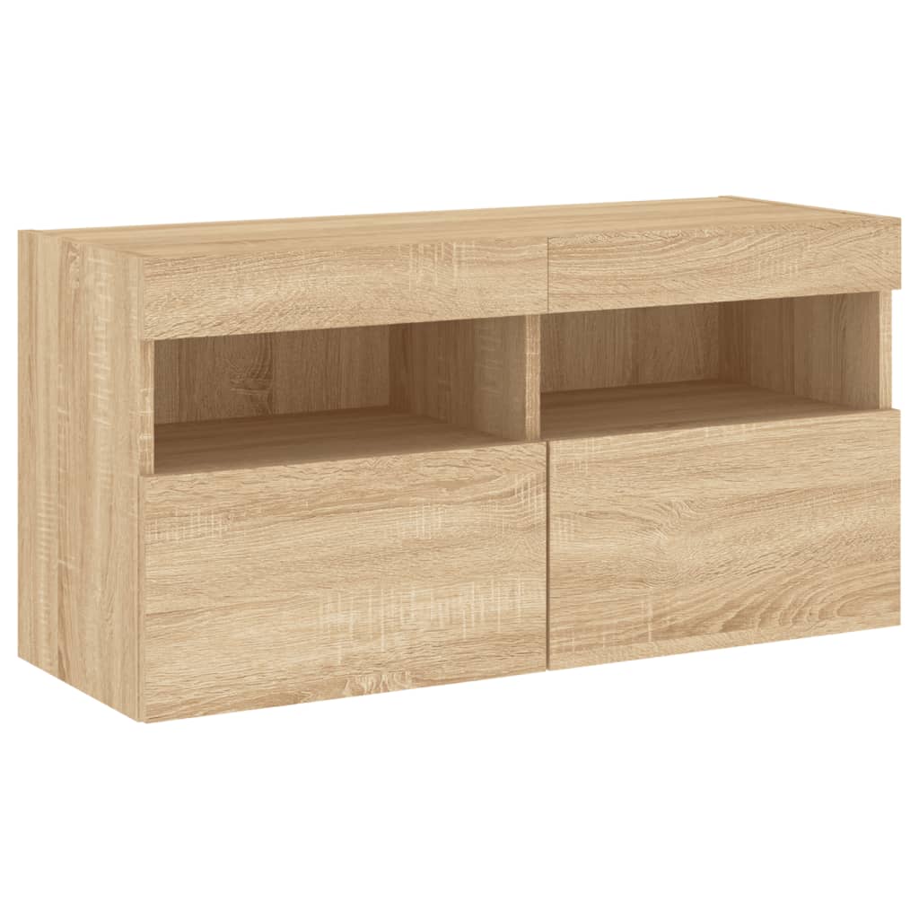 Zidni TV ormarić s LED svjetlima boja hrasta 80x30x40 cm