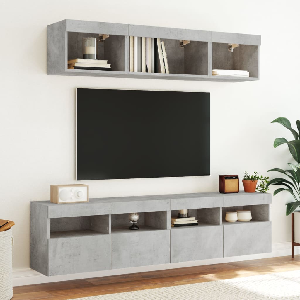 TV ormarić s LED svjetlima siva boja betona 80x30x40 cm