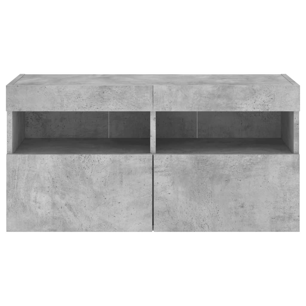TV ormarić s LED svjetlima siva boja betona 80x30x40 cm