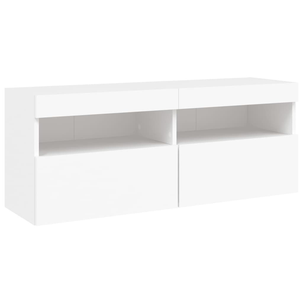 Zidni TV ormarić s LED svjetlima bijeli 100x30x40 cm