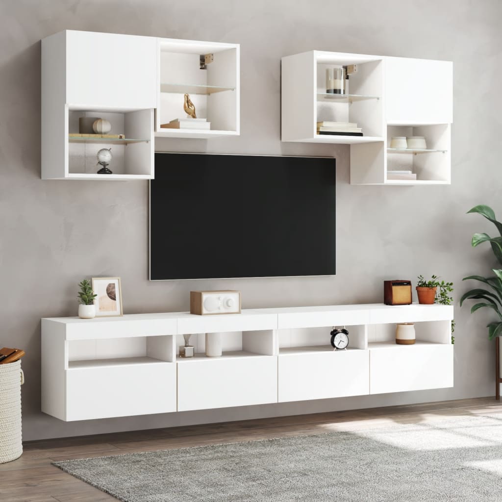 Zidni TV ormarić s LED svjetlima bijeli 100x30x40 cm