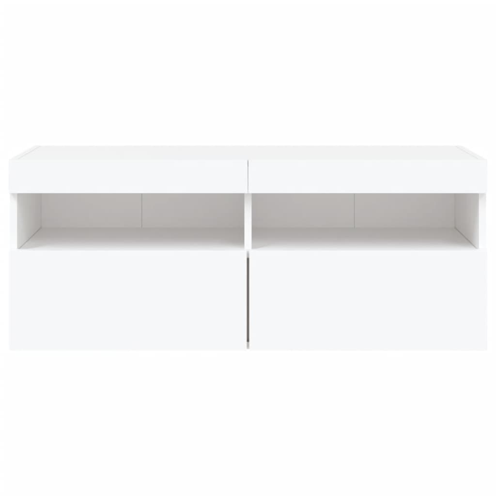 Zidni TV ormarić s LED svjetlima bijeli 100x30x40 cm