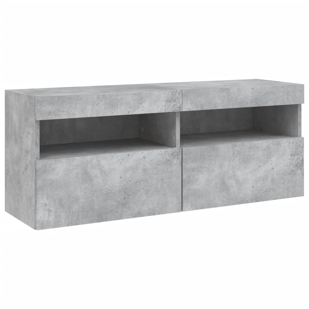 TV ormarić s LED svjetlima siva boja betona 100x30x40 cm