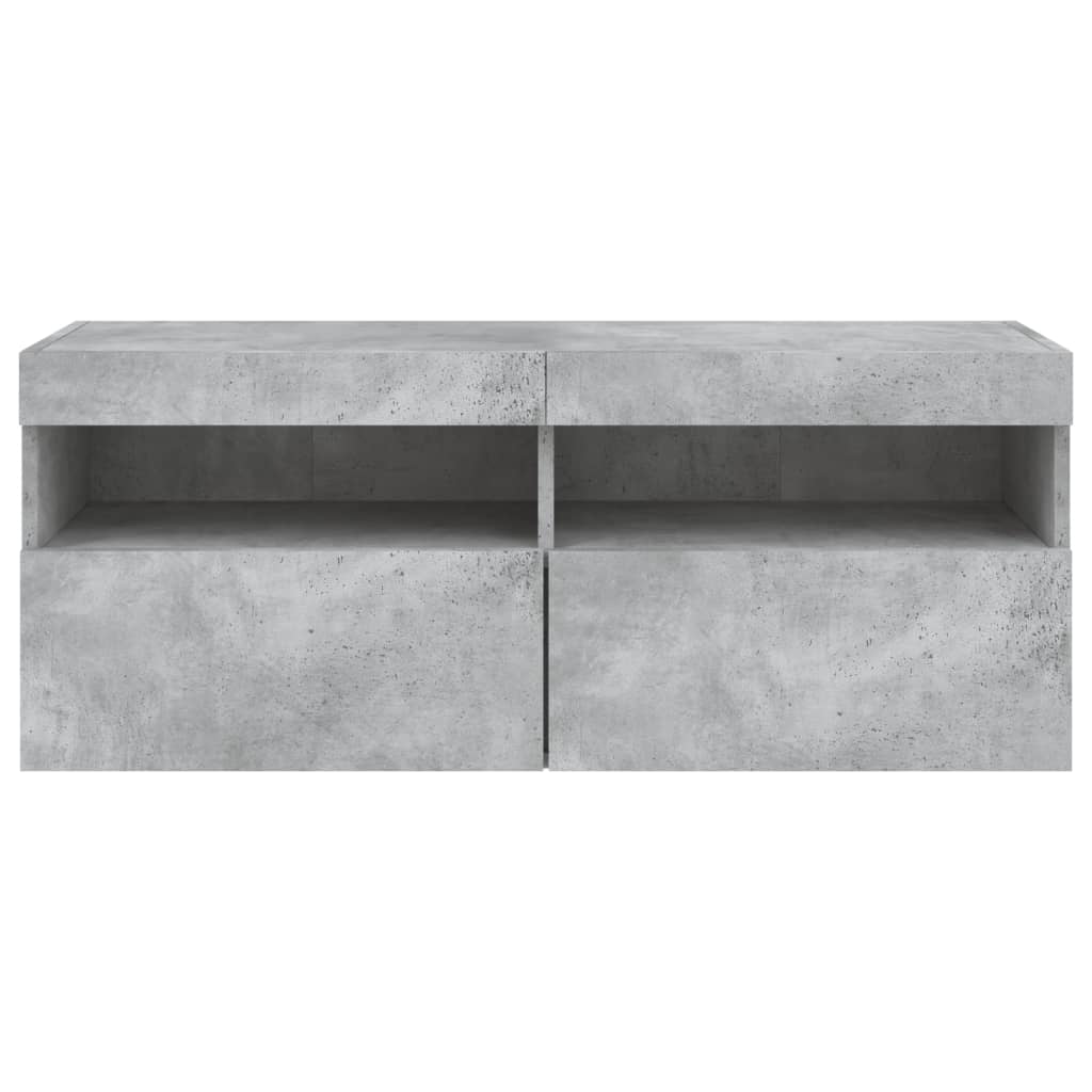 TV ormarić s LED svjetlima siva boja betona 100x30x40 cm