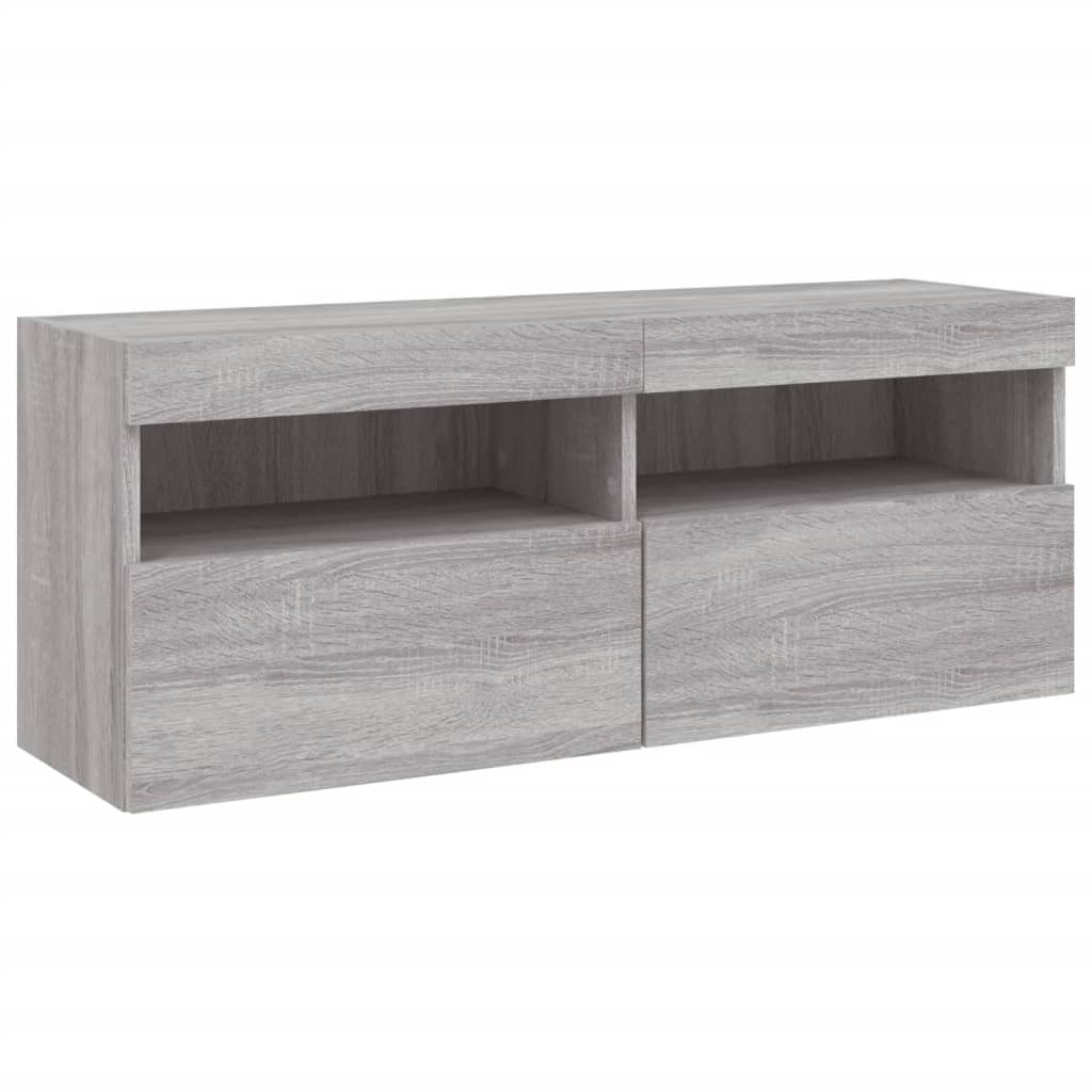 Zidni TV ormarić s LED svjetlima boja hrasta 100x30x40 cm