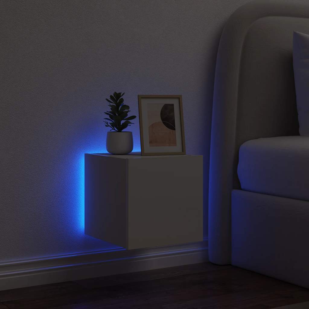 Zidni TV ormarić s LED svjetlima bijeli 30,5 x 35 x 30 cm