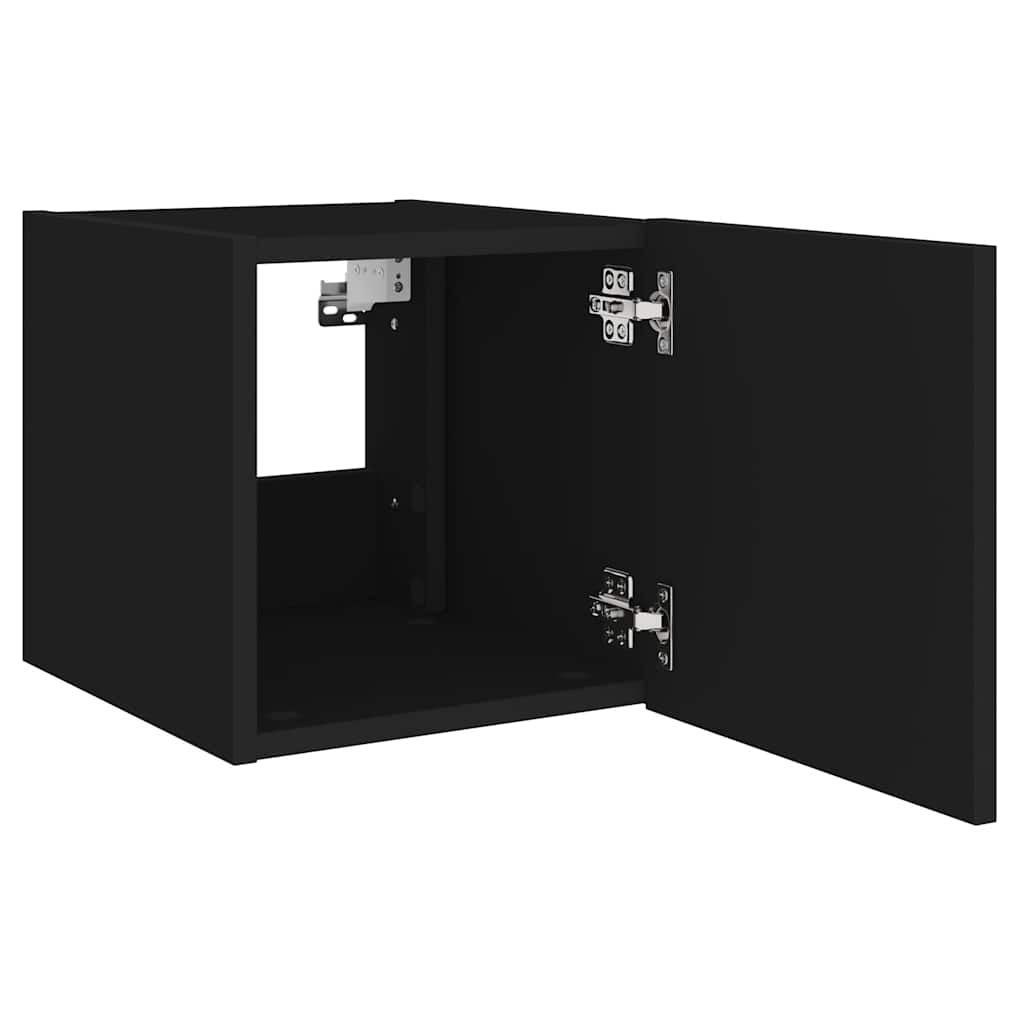 Zidni TV ormarići s LED svjetlima 2 kom crni 30,5 x 35 x 30 cm