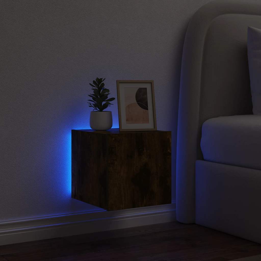 Zidni TV ormarić s LED svjetlima boja hrasta 30,5 x 35 x 30 cm
