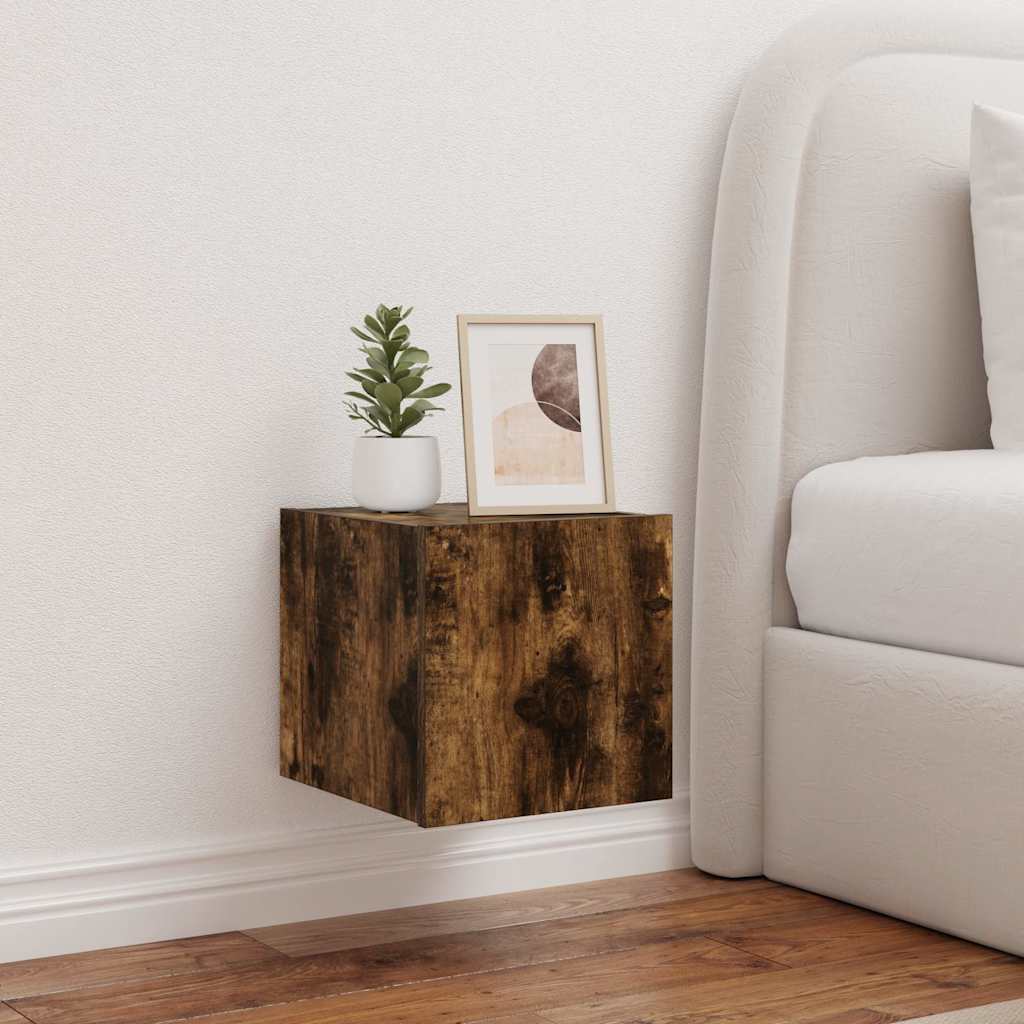 Zidni TV ormarić s LED svjetlima boja hrasta 30,5 x 35 x 30 cm