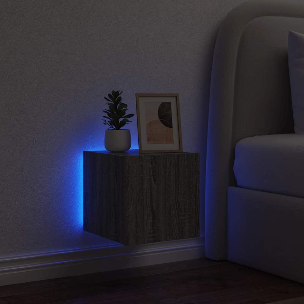 Zidni TV ormarić s LED svjetlima boja hrasta 30,5 x 35 x 30 cm