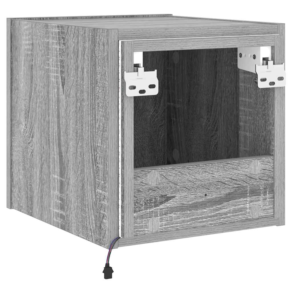 Zidni TV ormarić s LED svjetlima boja hrasta 30,5 x 35 x 30 cm