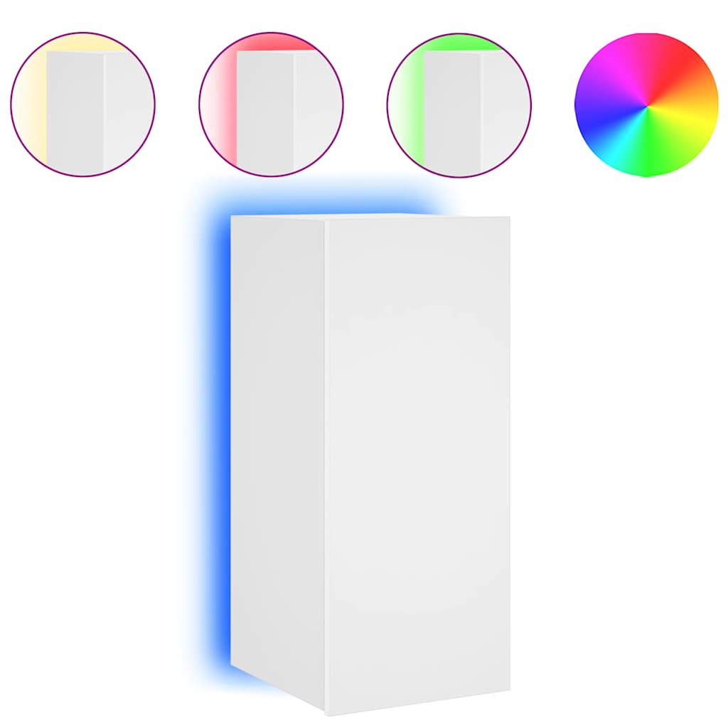 Zidni TV ormarić s LED svjetlima bijeli 30,5 x 35 x 70 cm