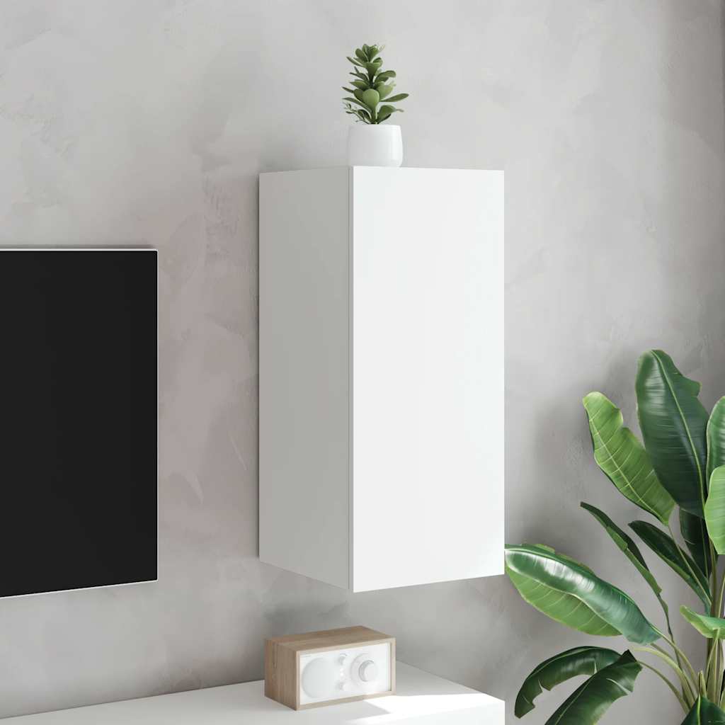 Zidni TV ormarić s LED svjetlima bijeli 30,5 x 35 x 70 cm