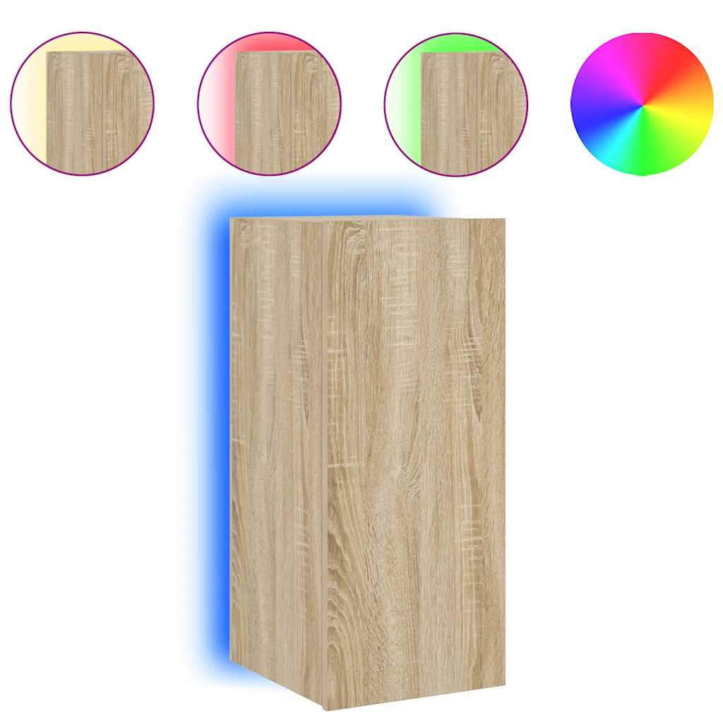 Zidni TV ormarić s LED svjetlima boja hrasta 30,5 x 35 x 70 cm